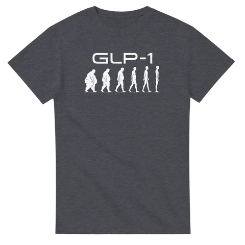 Evolutionstryck för viktresa med GLP-1 tema – t-shirt med självdistans