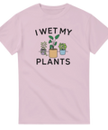 Rolig ordvits för växtälskare med färgglatt blommotiv på en rosa t-shirt