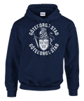 Grafiskt tryck av Göteborgs lejon i skellett-stil – marinblå hoodie