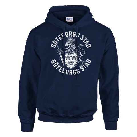 Grafiskt tryck av Göteborgs lejon i skellett-stil – marinblå hoodie