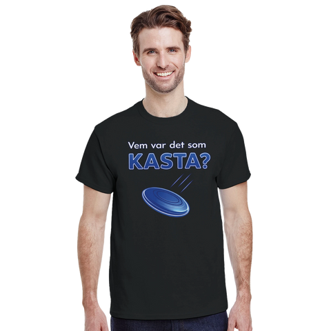 humor t-shirt Vem var det som kasta svart med grafiskt tryck