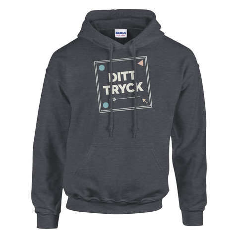 Mörkgrå hoodie med grafiskt platshållartryck för personlig design