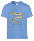 Marinbiologiskt motiv av en sillkung på ljusblå t-shirt för barn