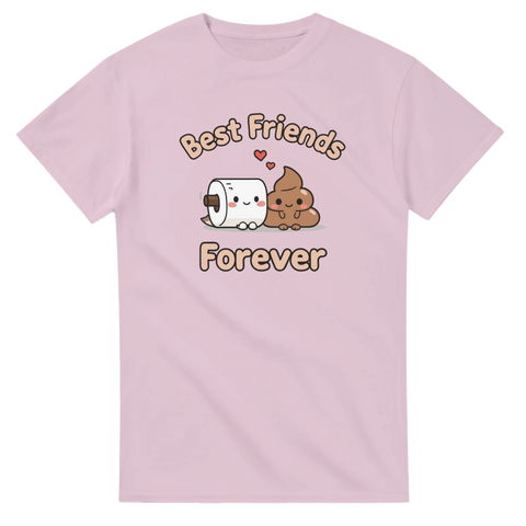 Kawaii-illustration av toalettpapper och bajskorv på rosa t-shirt