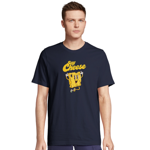 Say Cheese" textmotiv med kameraillustration, premium t-shirt