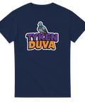 Svensk humor med en attitydfull duva på marinblå t-shirt