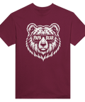 Vinröd t-shirt med björnmotiv och texten Papa Bear