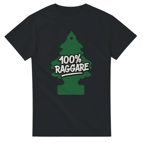 Svart t-shirt med grön wunderbaum och texten "100% Raggare"