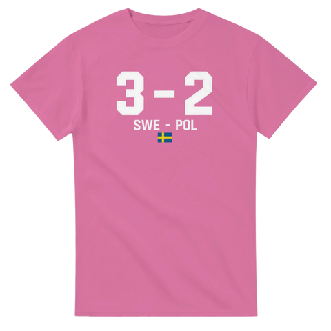 Rosa t-shirt med supportertryck från den dramatiska matchen mot Polen