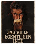 Konstnärlig poster med en man som stirrar över ett ölglas – psykologisk illustration