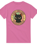 Mörkrosa t-shirt med tecknad butter katt och texten "I Call Bullshit Madafakas" – perfekt för sarkastiska och humoristiska statements