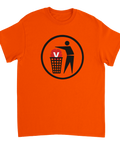 Kaxig t-shirt med motiv av politisk logotyp som kastas – orange grafisk design