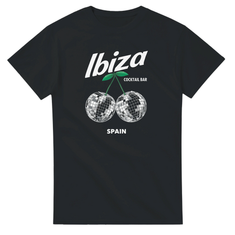 Illustration av discokulor formade som körsbär på svart t-shirt