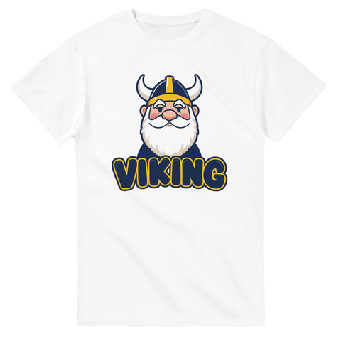 Lekfull nordisk krigare i seriefigursstil – t-shirt med vikingamotiv