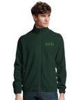 Mörkgrön mikro-fleece med minimalistiskt grafiskt motiv på bröstet