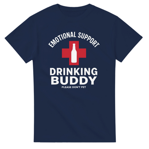 Grafisk illustration av en officiell drinking buddy-symbol – t-shirt med humor