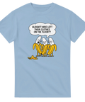 Skämtsam t-shirt med bananskal och pratbubbla i blå färg
