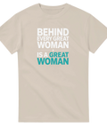 Beige t-shirt med minimalistiskt statement tryck om systerskap