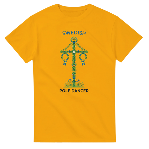 Midsommarstång med kransar och björklöv i folkstil – t-shirt med ordvits