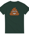 Humoristisk mörkgrön t-shirt med ett glatt grafiskt bajskorvsmotiv