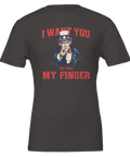 I Want You To Pull My Finger" Uncle Sam-motiv på mörkgrå t-shirt.