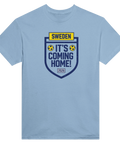 Klassisk fotbollsramsa i svensk tappning med sköldemblem – tryck på ljusblå t-shirt