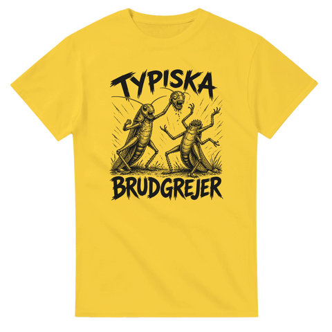 Handritad illustration av insekter med attityd på gul t-shirt
