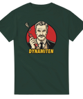 Retro illustration av man med mustasch och dynamitgubbe – mörkgrön t-shirt