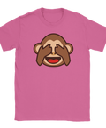 Lekfull illustration av en apa som håller för ögonen på en rosa t-shirt