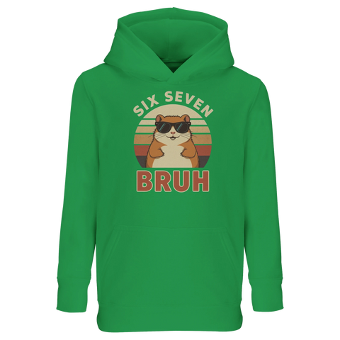 Grön hoodie för barn med komisk hamsterdesign i vintagestil