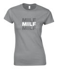 Grå t-shirt med stilren grafisk Milf-illustration