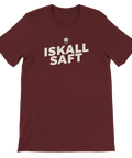 Vinröd t-shirt med grafiskt saftmotiv och tidlös textdesign