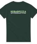 Mörkgrön t-shirt med grafiskt texttryck om kebabpizza som svensk symbol