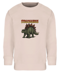 Beige barntröja med en cool dinosaurie i en absurd och rolig design