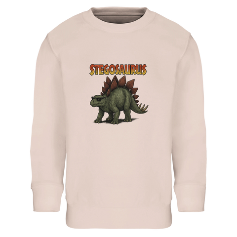 Beige barntröja med en cool dinosaurie i en absurd och rolig design