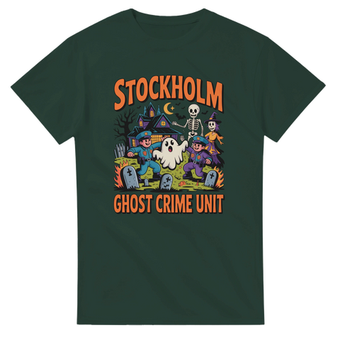 Mörkgrön t-shirt med grafiskt tryck av Stockholm Ghost Crime Unit
