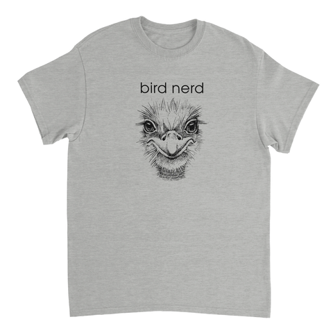 Minimalistisk fågelillustration av en struts i vintage-stil – t-shirt
