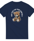 Satirisk illustration av sliten teddybjörn – t-shirt med budskap