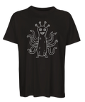 Doodle art monster med många armar – svart oversized t-shirt