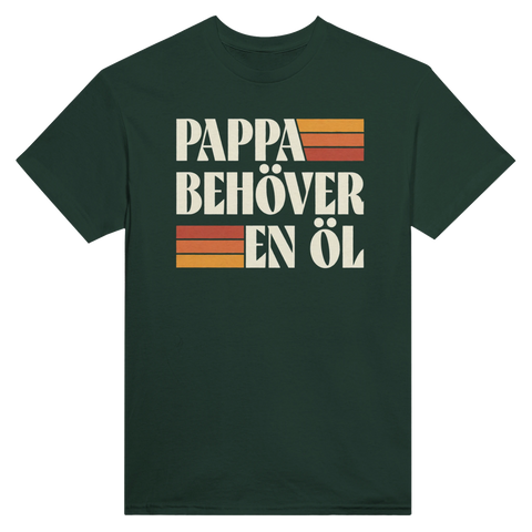 Grön T-shirt med retro stil för pappor som älskar öl
