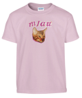 Barn t-shirt med kattmotiv och texten ”Mjau”