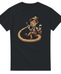 Satirisk illustration av Pinocchio med cigarr och vin – grafisk t-shirt