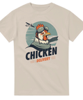 Retro pilotmotiv med en tuff kyckling och flygplan – beige t-shirt