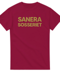 Gyllene texttryck Sanera Sosseriet för politisk debatt – vinröd t-shirt