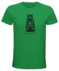 Grön t-shirt med detaljrikt tryck av en urban överlevare