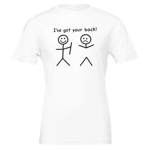 Rolig t-shirt med streckgubbar och texten I've got your back