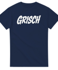 Modern slang-text Grisch med grafisk design på en marinblå t-shirt