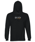 Svart premiumhoodie med centrerat grafiskt motiv i ren stil