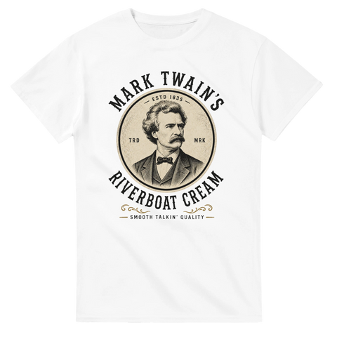 Vintage gravyr av Mark Twain i cirkelformat – litterär t-shirt