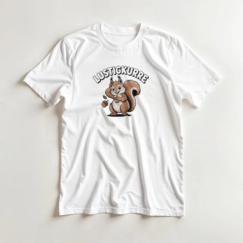 Illustration av en glad ekorre i serietidningsstil – rolig t-shirt